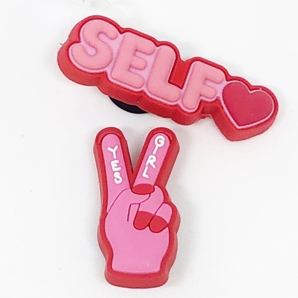 Crocs Jibbitz Self Love / Yes Girl Peace Sign Shoe Charms [PRICE FIRM]